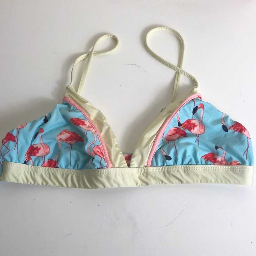 top bikini with flamingos